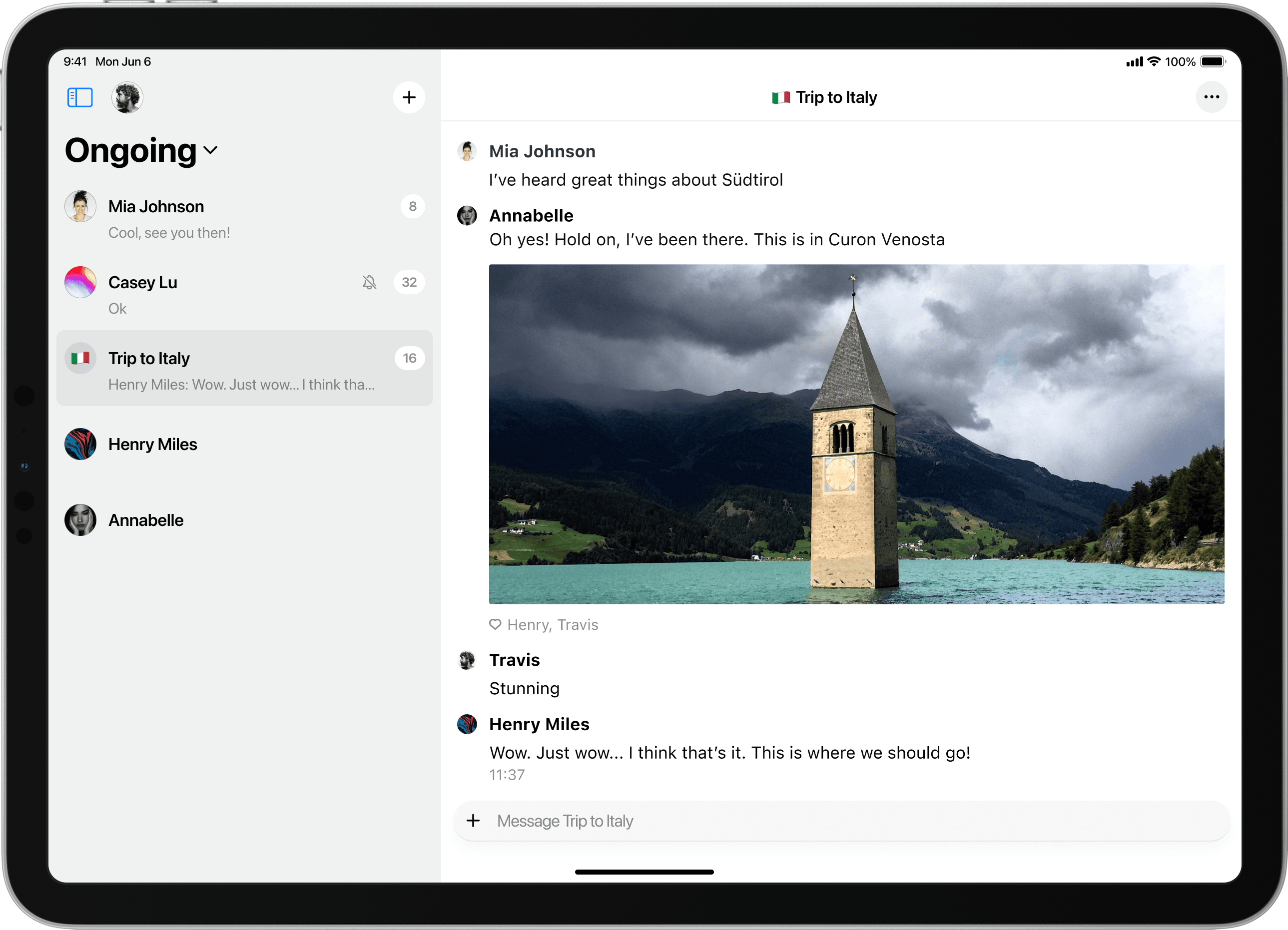 Tact running on an iPad, light appearance